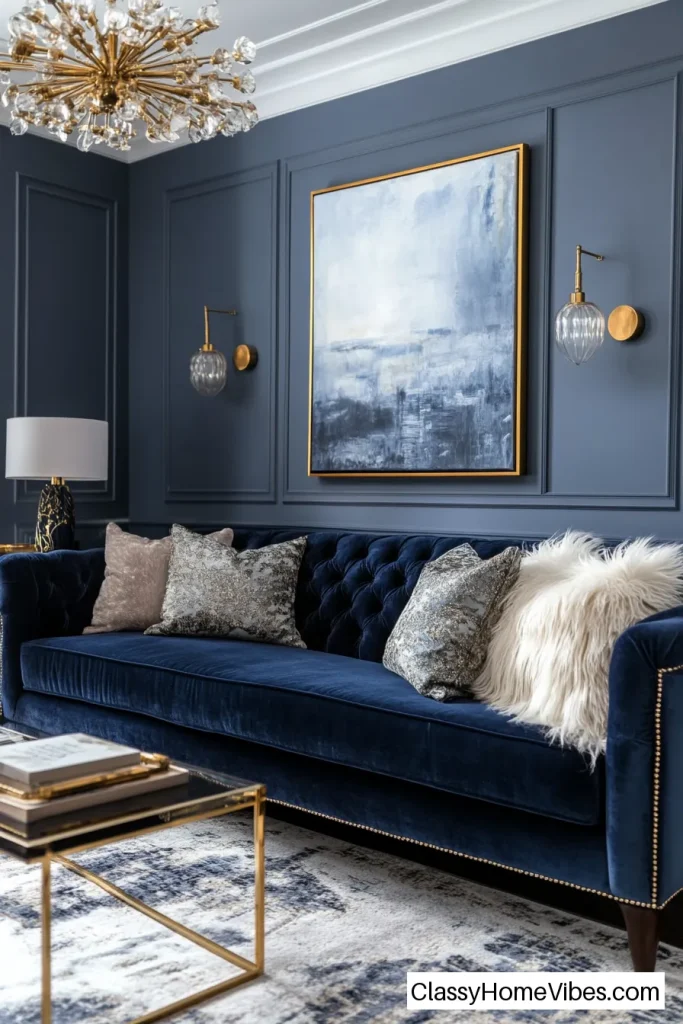 Create Elegance with a Velvet Blue Couch