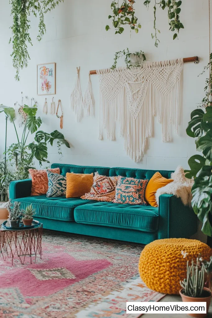 Embrace Boho Chic with a Teal Couch