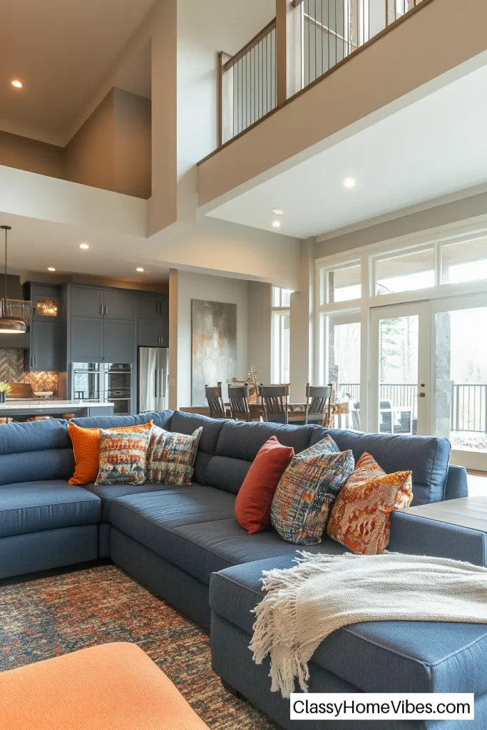 Go Bold with a Blue Sectional in a Large Space