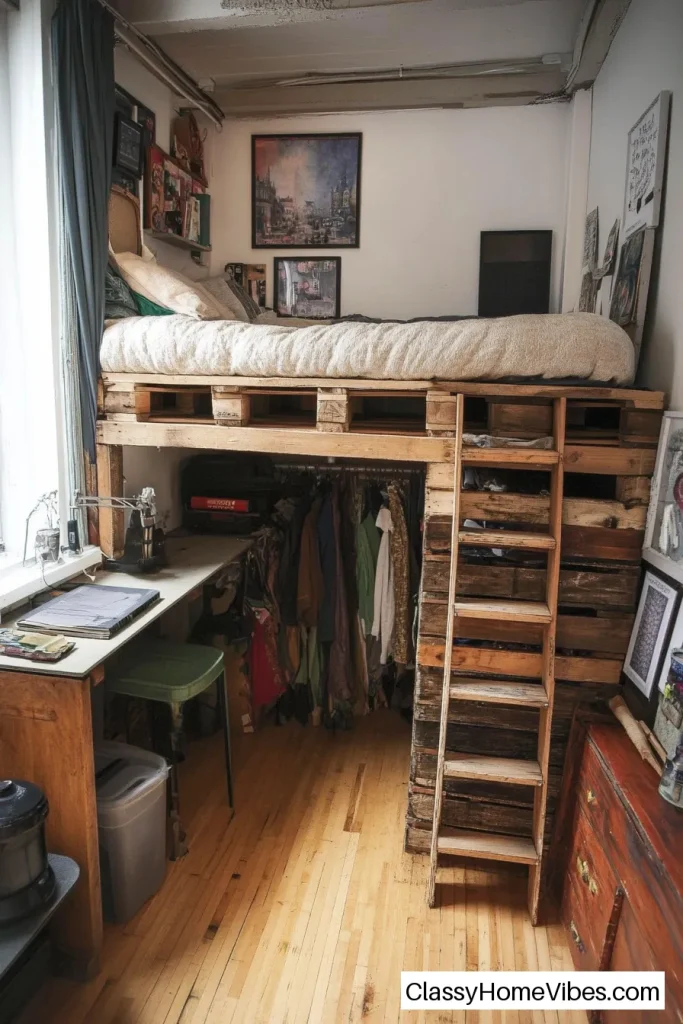 Loft Pallet Bed for Extra Storage