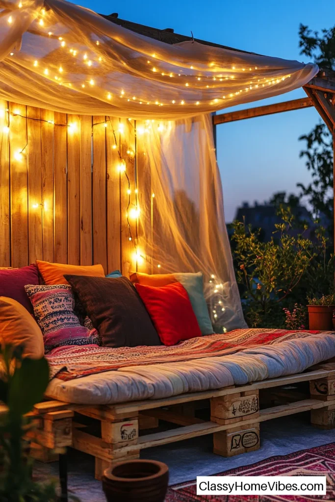 Outdoor Pallet Bed for Relaxing Evenings