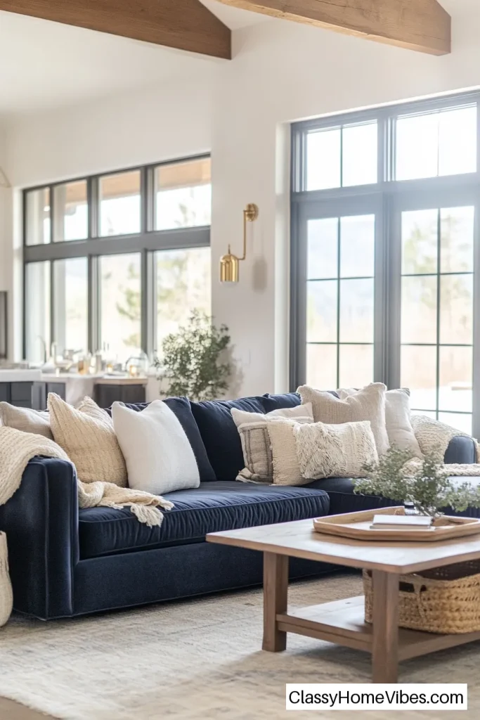 Pair a Navy Blue Couch with Light Accents