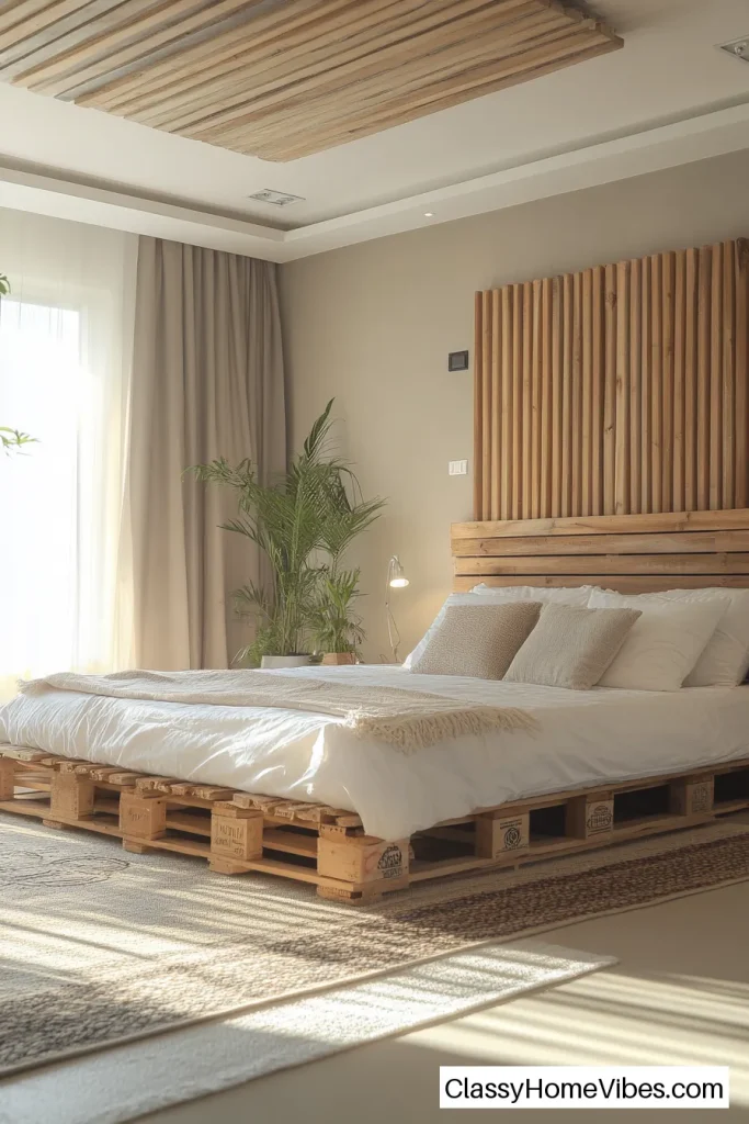 Pallet Bed with Adjustable Headboard