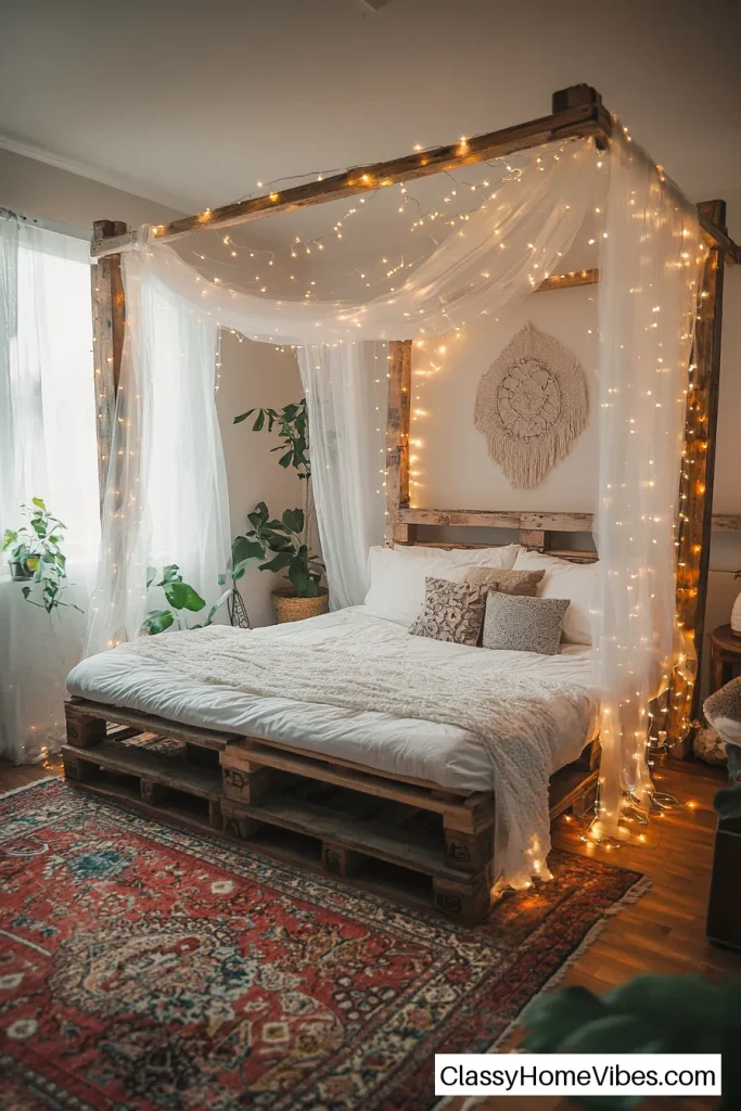 Pallet Bed with Canopy Frame