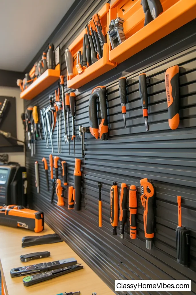 Tool Hang Boards with Outlined Spaces