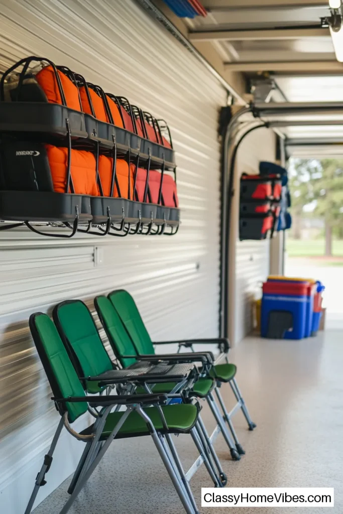 Wall-Mounted Folding Chairs Rack